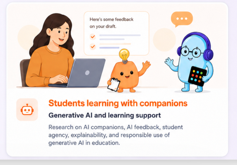 Students learning with companions illustration